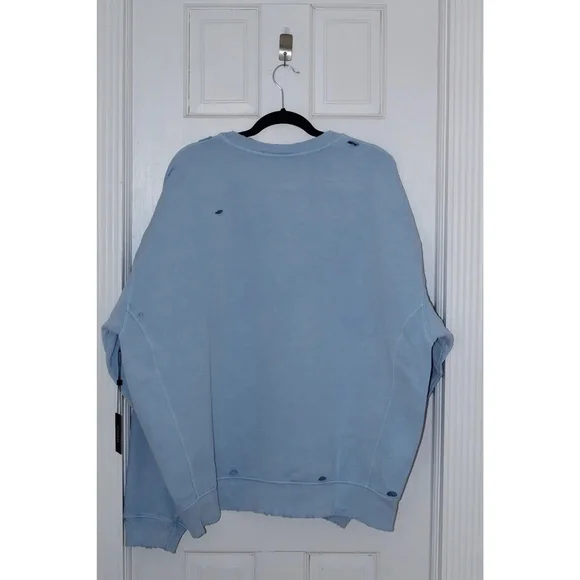 KITH X RUSSEL ATHLETIC Light Blue Distressed Men's Sweater